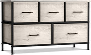 Dresser with 5 Faux Wood Drawers - Storage Unit Organizer Chest for Clothes
