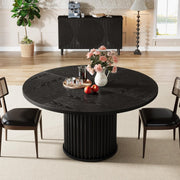47-Inch Black Round Dining Table for 4-6 People
