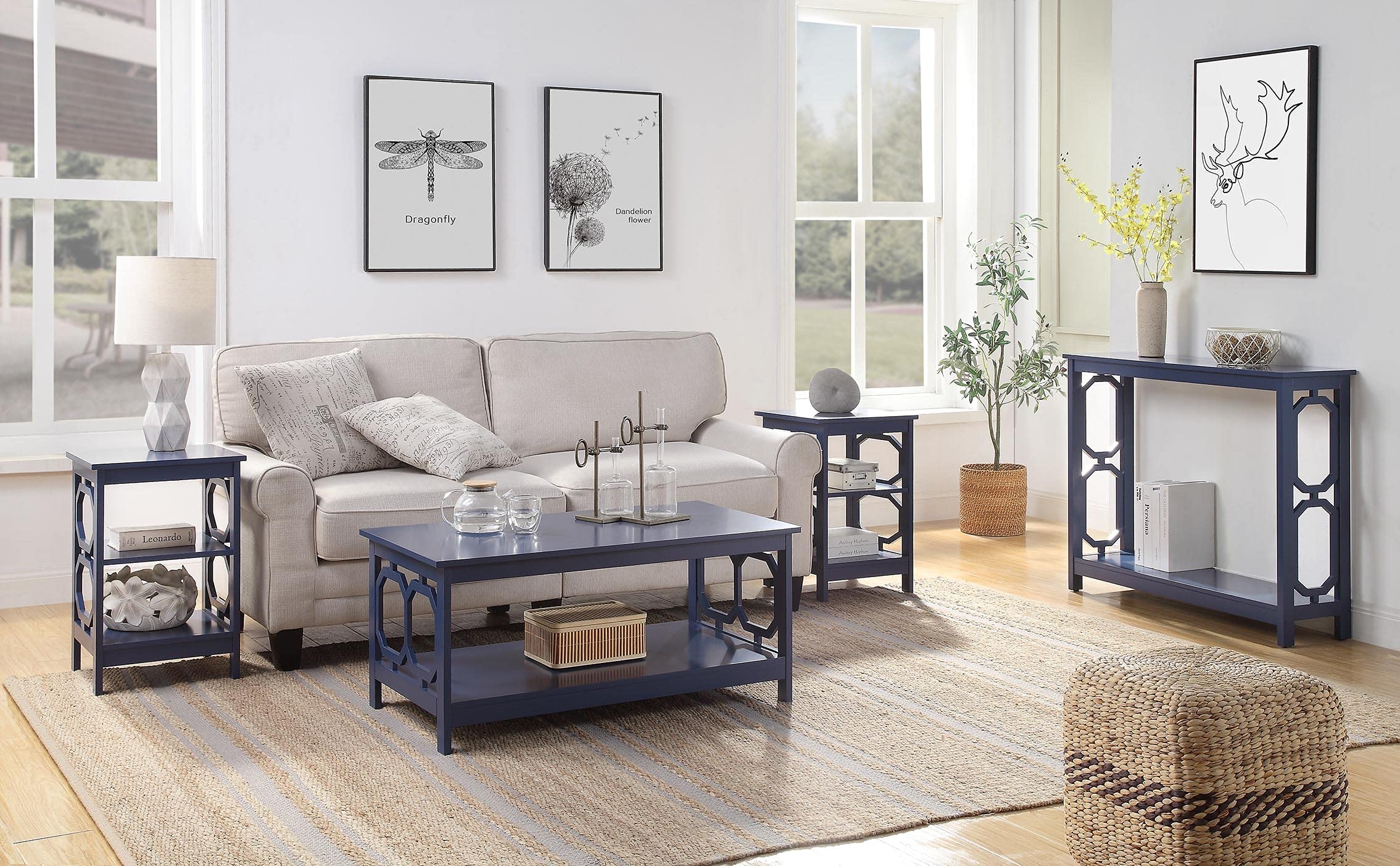 Omega End Shelves Table, Cobalt Blue