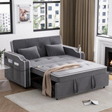 Sleeper Sofa Bed with USB Port, Velvet Pull Out Couch Bed, 3-in-1 Convertible