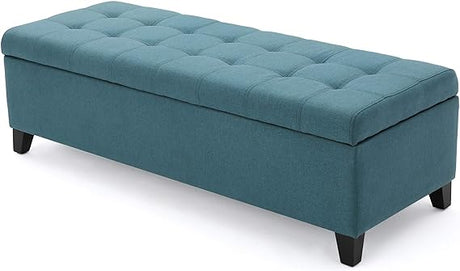 Mission Fabric Storage Ottoman, Dark Teal Dimensions: 19.25”D x 50.75”W x 16.25”H