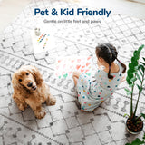 5x7 Machine Washable Area Rug - Modern Geometric Faux Wool Carpet with Non-Slip Backing