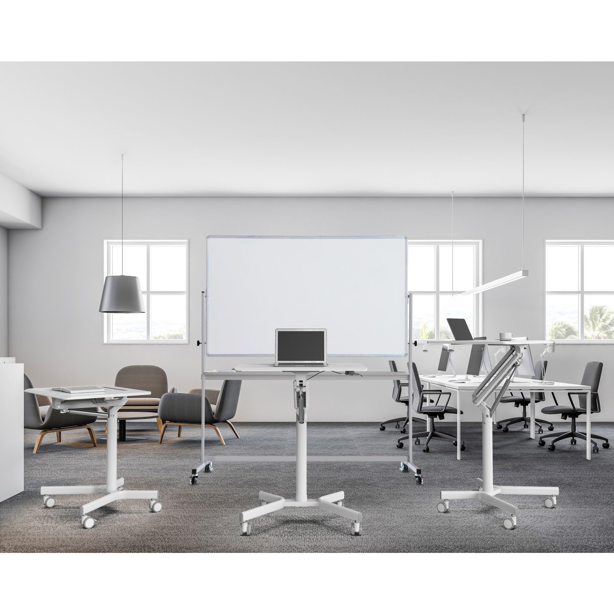 28"W Mobile Sit-to-Stand Compact Desk/Laptop Cart Workstation