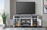 Foundry 65" TV Stand, White Stain with Grey Top