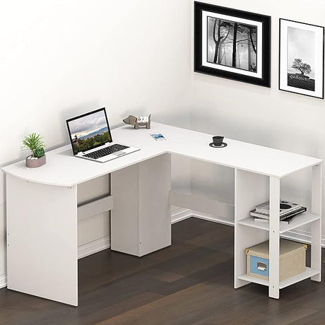 L-Shaped Home Office Wood Corner Desk, Espresso