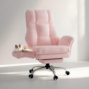 Big and Tall Office Chair with Footrest - Teddy Fleece Executive Desk Chair