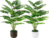 Rose Fake Plants Tall 28'' Artificial Monstera Faux Plants Indoor for Living Room