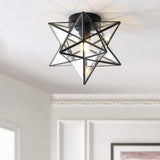 JYL9035A Stella 12" Moravian Star Metal/Glass LED Flush Mount Contemporary Dimmable,