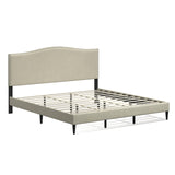 Kameli Upholstered Platform Bed Frame/Nailhead Trim Camelback/Mattress Foundation