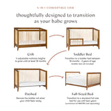 Sprout 4-in-1 Convertible Crib with Toddler Bed Conversion Kit in Chestnut and Natural,