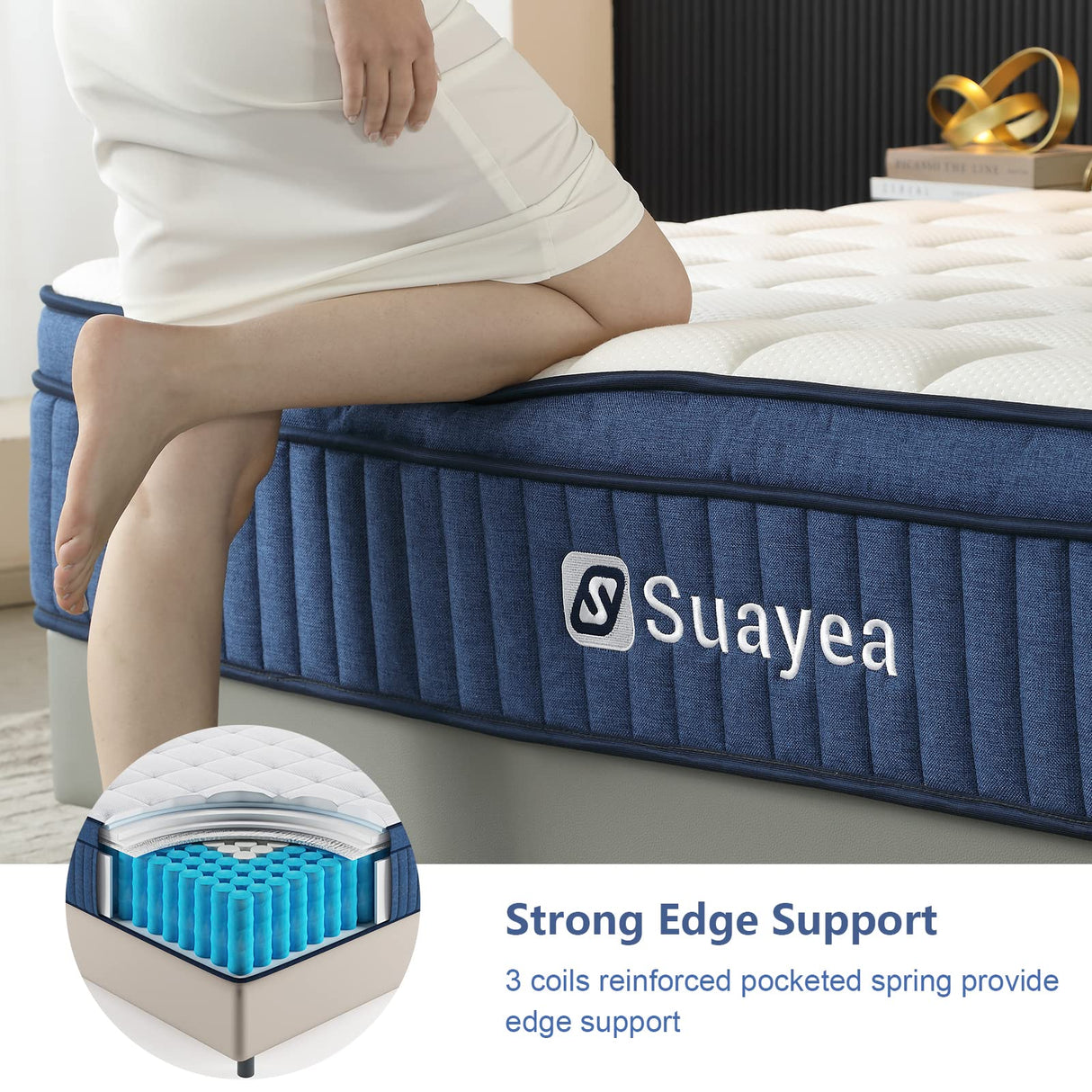 King Mattress 14 Inch, King Size Mattress in a Box, Strengthen Hybrid Mattress King Size