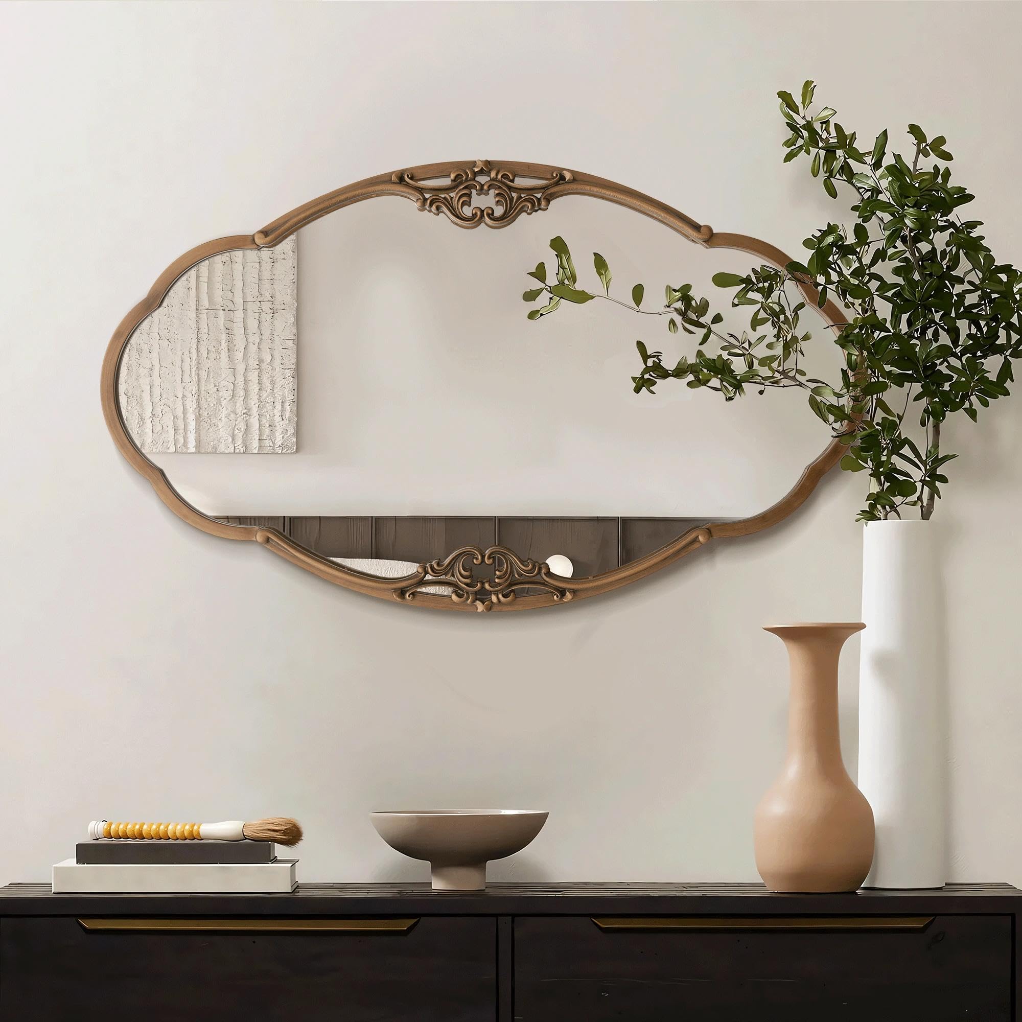 Vintage Gold Wall Mirror 33x19.5 - Baroque Ornate Decorative Mirror