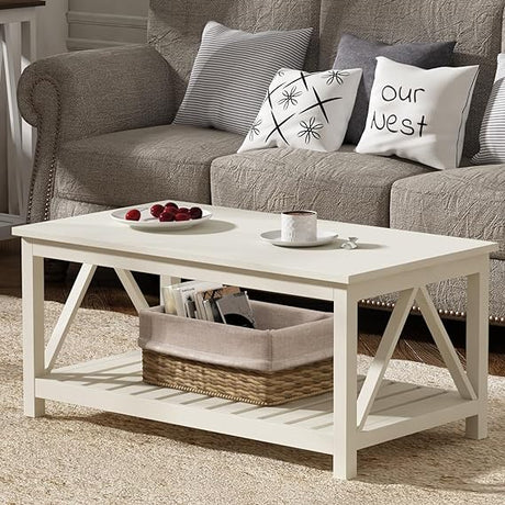 Farmhouse Coffee Table, Rustic Vintage Living Room Table