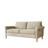 65" Beige Loveseat, Comfy Mid-Century Modern 2-Seat Sofa