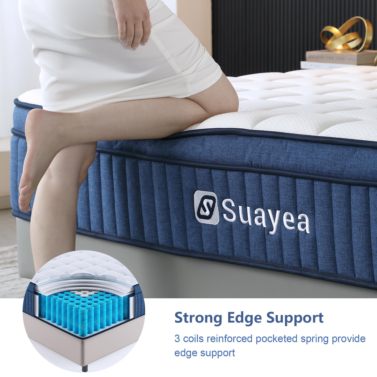 King Size Mattress, 14 Inch King Mattress in a Box, Medium Firm Pocket Spring and Gel Memory Foam for Superior Comfort, Pressure Relief, Strong Edge Support
