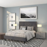Roxbury Queen Size Tufted Upholstered Platform Bed in Beige Fabric
