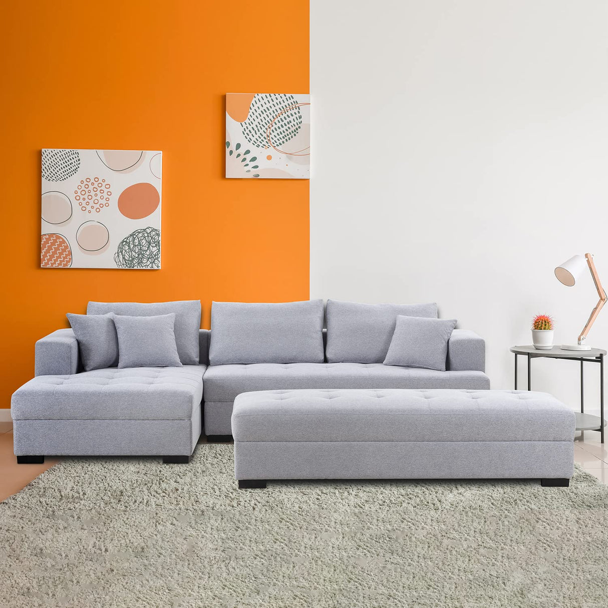 3 Piece Sectional Sofa 111.5" Set Living Room Furniture Set, Modern Couch