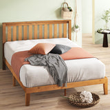 Alexia Wood Platform Bed Frame with headboard, Solid Wood Foundation with Wood Slat