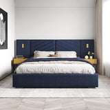 Luxury Bed Frame with Built-in Gold LED Lights and Nightstands