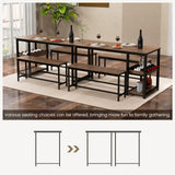 Dining Table Set for 4, 3-Piece 55" L Kitchen Table Set w/ 2 Benches