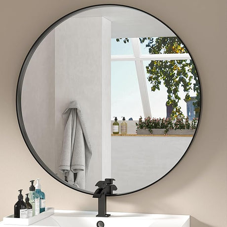 2-Pack Black Bathroom Mirrors 24 x 36 Inch, Metal Frame Rectangle Mirror, Modern Farmhouse