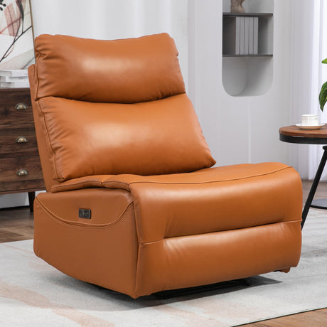 Top Grain Genuine Leather Power Recliner Chair with USB Ports, 33.5" Extra Wide Seat