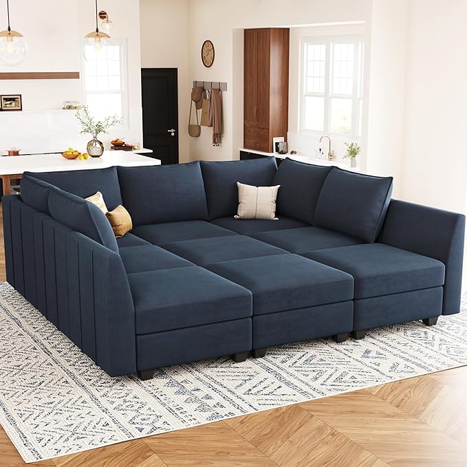 99.3”W L-Shaped Down Filled Sectional Couch, 4 Seater Modular Sofa