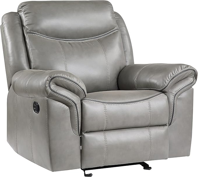 Braelyn Faux Leather Double Glider Reclining Loveseat with Center Console