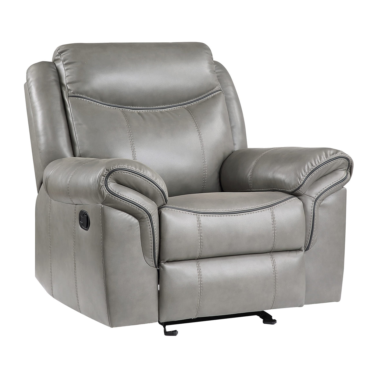 Faux Leather Glider Reclining Chair, 42" W, Gray