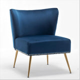 Thia Armless Velvet Accent Chair for Living Room, Elegant Seat with Nailhead Trim, Gold