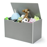 Toy Box with Hinged Lid, Grey/White