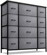 Dresser with 12 Drawers - Chest Organizer Unit with Steel Frame Wood Top & Handle