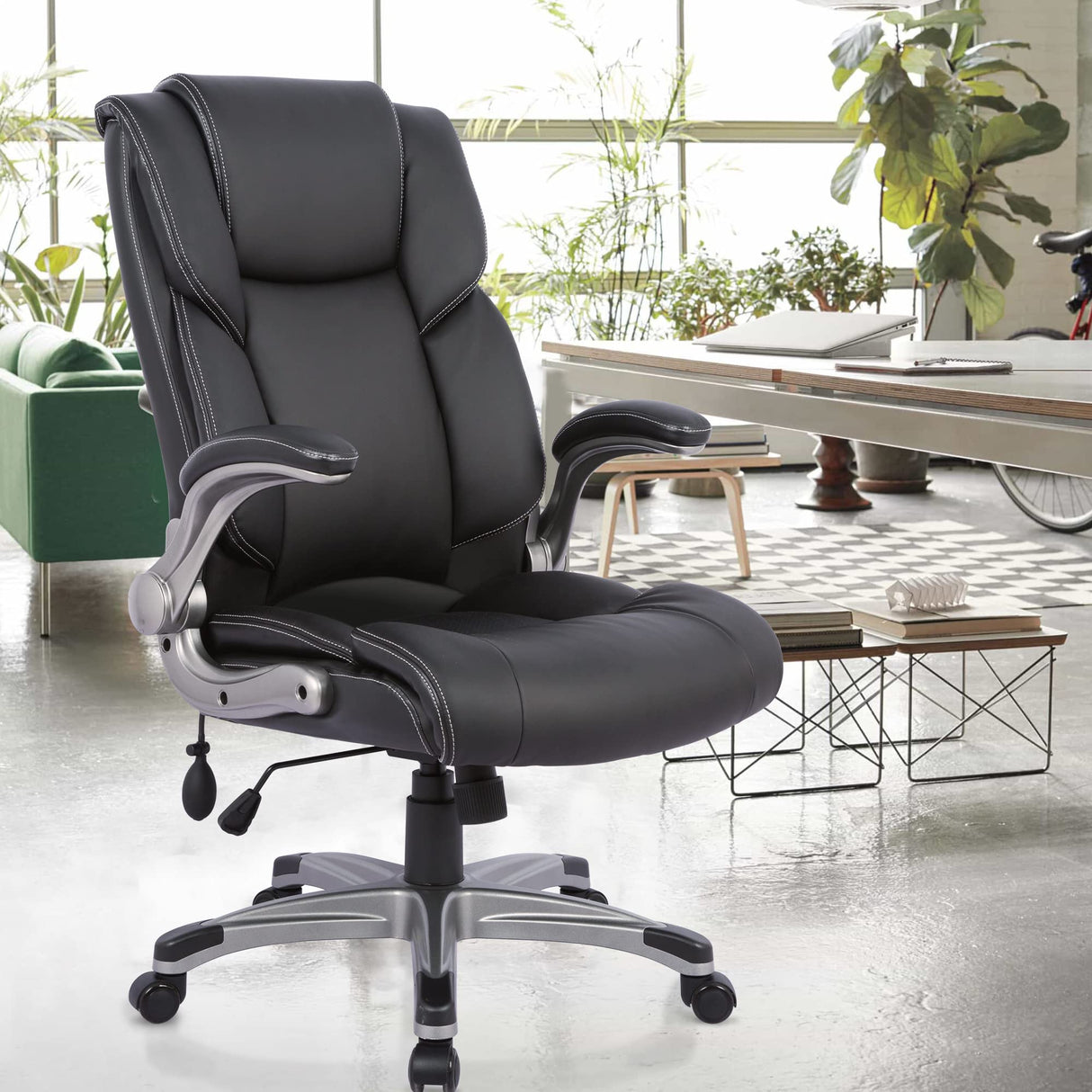 High Back Executive Office Chair- Ergonomic Home Computer Desk Leather Chair