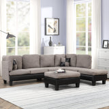 Modern 3 Piece Microfiber and Faux Leather L Shaped Sectional Sofa with Reversible