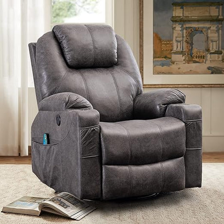 Manual Massage Rocker Recliner Chair, 360° Swivel Glider Lounge Chair