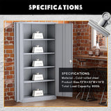 Metal Garage Storage Cabinet with Doors and 4 Adjustable Shelves