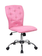Tiffany Crystal Tufted Office Chair - Pink Microfiber