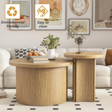 Set of 2 Nesting Coffee Tables Farmhouse,Round Coffee Tables Living Room