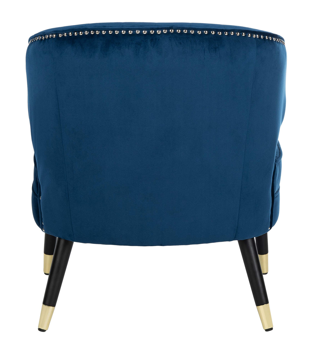 Home Stazia Retro Glam Navy Velvet and Black Wingback Accent Chair