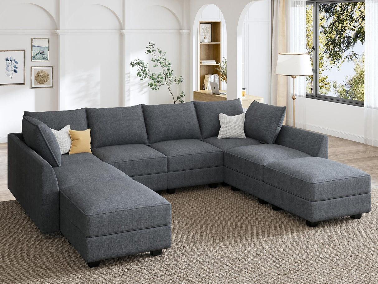 Modular Sectional Couch U Shaped Sectional Sofa with Reversible Chaise 112'' Modular Sofa Couch