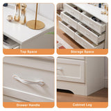 White Dresser for Bedroom, 6 Drawer Dressers with Antique Handles, Wood Chest of