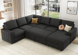 Sectional Sleeper Sofa with Pull Out Bed, Reversible Sectional Sleeper Couch