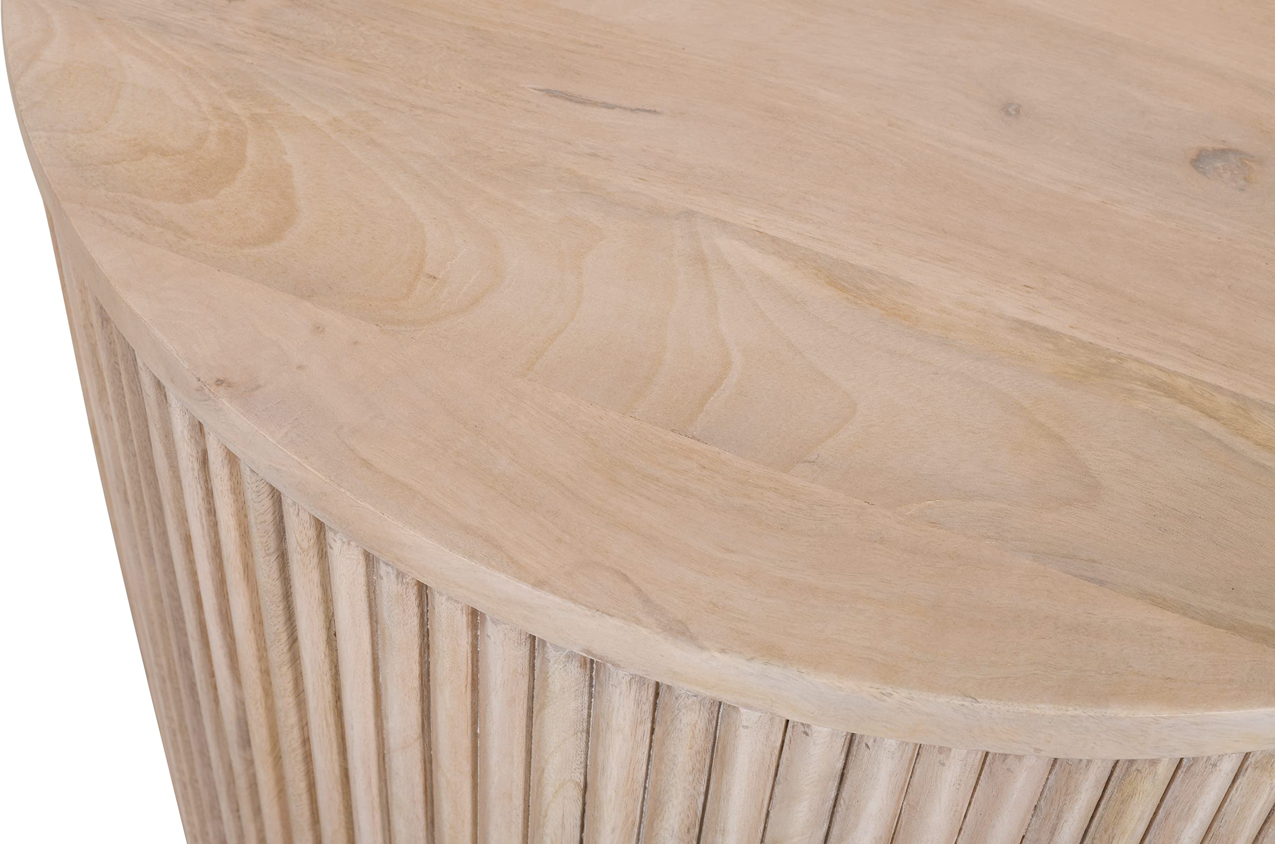 Modern | Contemporary Round White Oak Finish End Table,