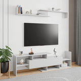Surrey Mid-Century Modern TV Stand with MDF Shelves and Bookcase for Living Room