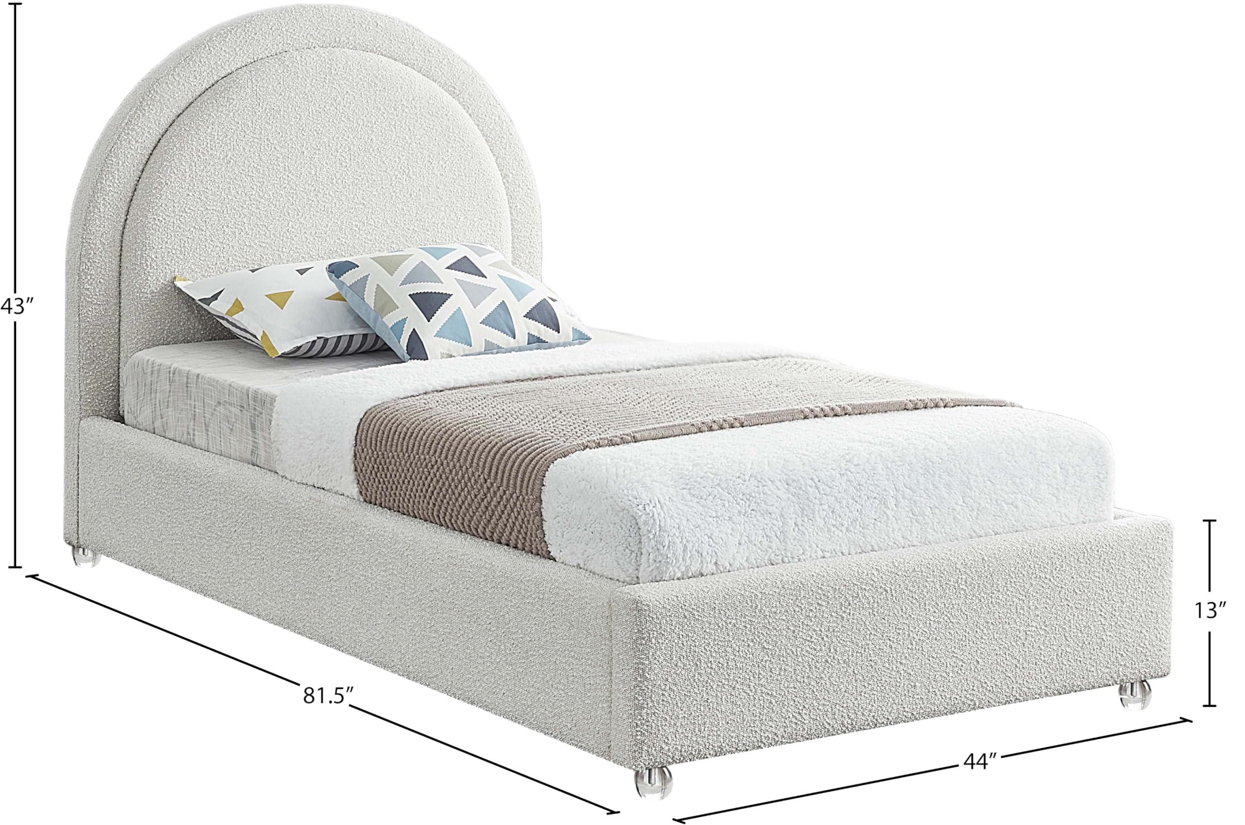 Milo Collection Modern | Contemporary Boucle Fabric Upholstered Bed