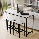 3 Piece Bar Table Set, Bar Table and Chairs Set of 2, Modern Counter Height Table