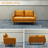 Loveseat Mid-Century Modern Sofa Tufted Couch with Wooden Legs for Living Room - Ginger