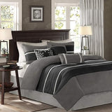 Palmer Comforter Set-Luxury Faux Suede Design, Striped Accent