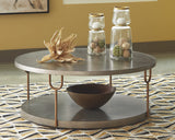 Ranoka Contemporary Round 42" Coffee Table, Metallic & Goldtone Finish