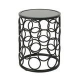 Christopher Knight Home Beryl Outdoor 16 Inch Grey Finish Ceramic Tile Side Table, Black Metal - Bircata